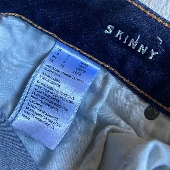 American Eagle Size 6 Mid Rise Skinny Super Stretch Dark Denim Jeans - Picture 4 of 6